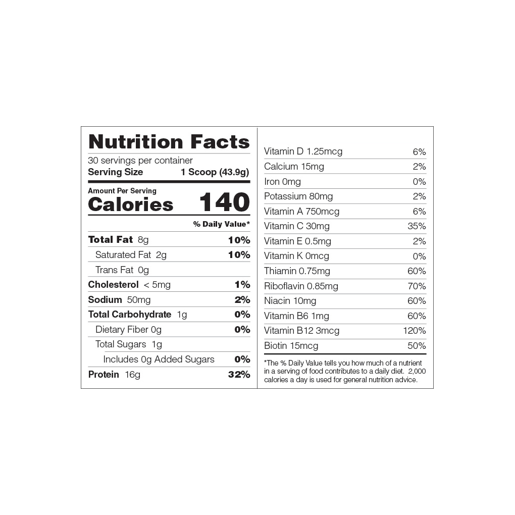 Reason Protein Powder Nutrition Facts Label